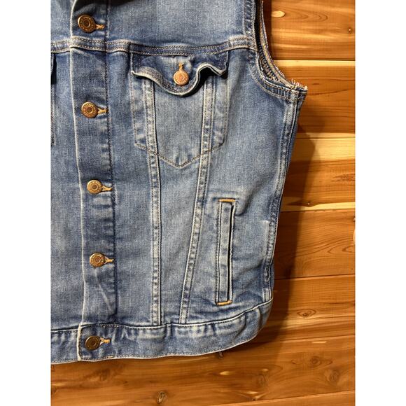 &Denim H&M Denim Blue Jean Cropped Vest Jacket Size S - Picture 4 of 8